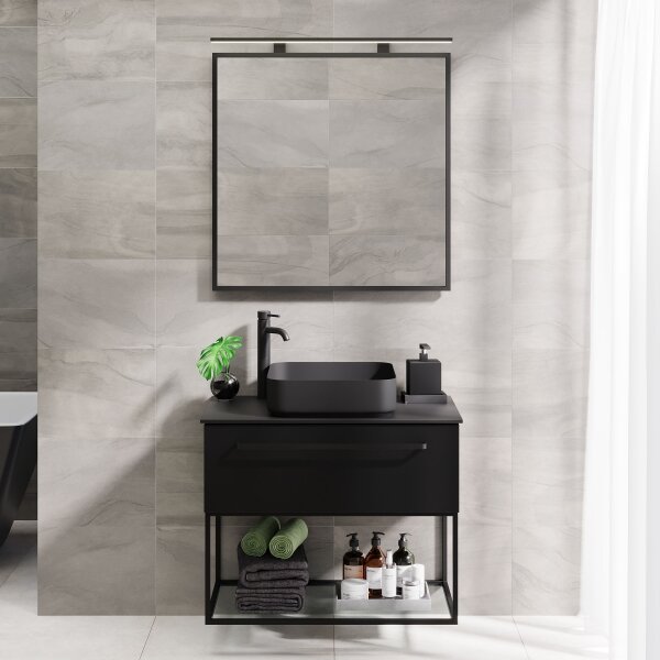 Koupelnové zrcadlo BORGSTED 80x80 cm černá