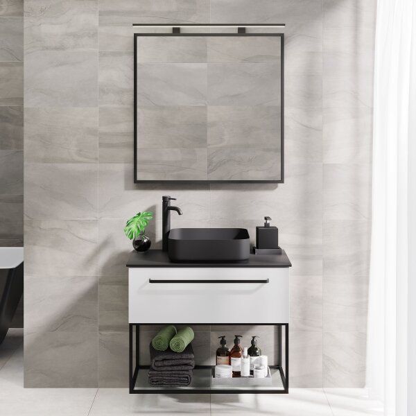 Koupelnové zrcadlo BORGSTED 80x80 cm černá