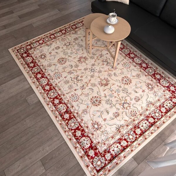 Makro Abra Kusový koberec klasický NEMRUT L423A Světle Béžový Krémový Červený Rozměr: 80x200 cm