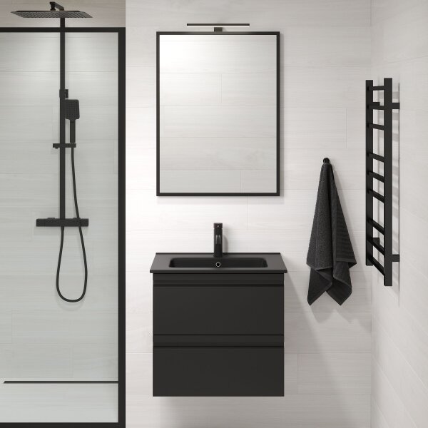 Koupelnové zrcadlo BORGSTED 60x80 cm černá