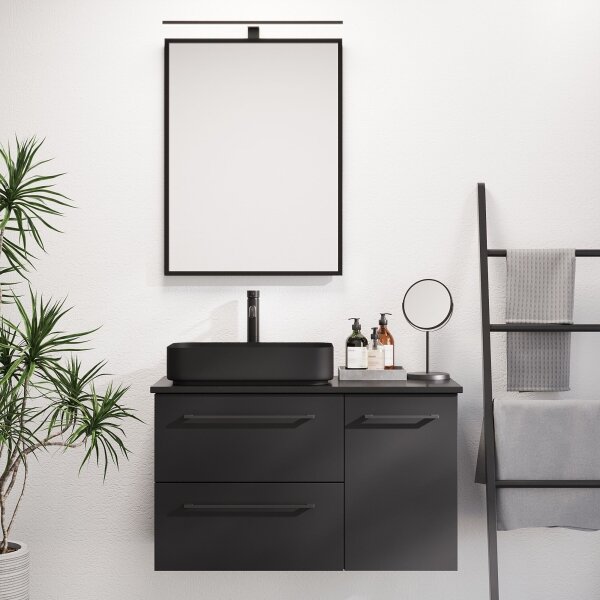 Koupelnové zrcadlo BORGSTED 60x80 cm černá