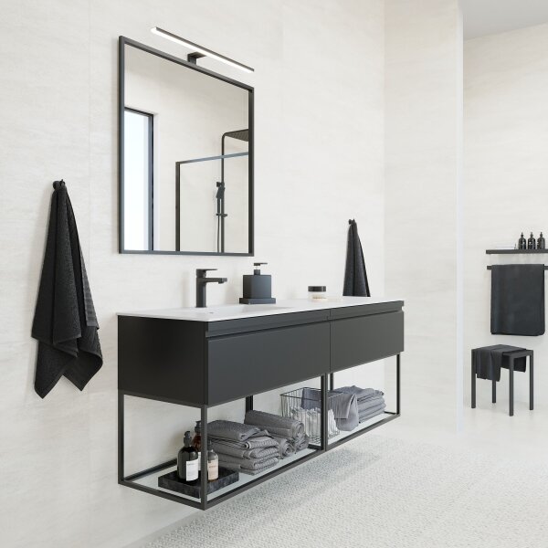 Koupelnové zrcadlo BORGSTED 80x80 cm černá