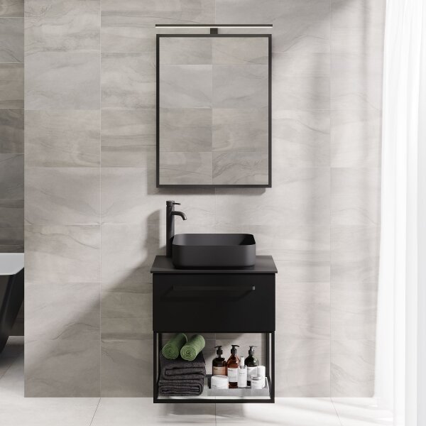 Koupelnové zrcadlo BORGSTED 60x80 cm černá