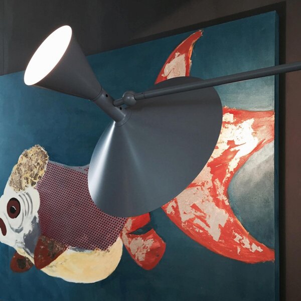 Nemo Lampe de Marseille, nastavitelná černá nástěnná lampa s přímým a nepřímým světlem, 2x70W E27, max 166cm