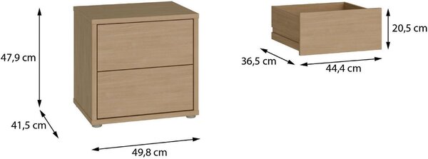 NOČNÍ STOLEK, barvy dubu, 50/48/42 cm Carryhome - Online Only noční stolky, Online Only