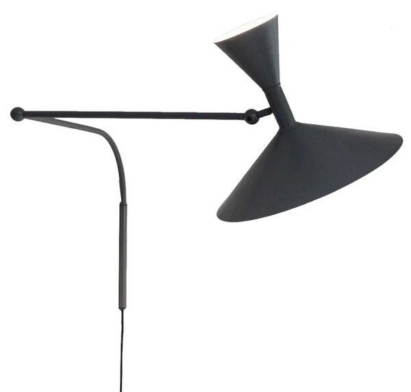 Nemo Lampe de Marseille, nastavitelná černá nástěnná lampa s přímým a nepřímým světlem, 2x70W E27, max 166cm