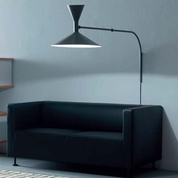 Nemo Lampe de Marseille, nastavitelná černá nástěnná lampa s přímým a nepřímým světlem, 2x70W E27, max 166cm