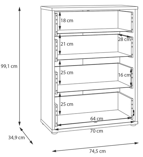 KOMODA, šedohnědá, 75/99/35 cm Carryhome - Online Only noční stolky, Online Only
