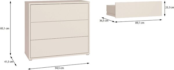 KOMODA, pískové barvy, 95/83/42 cm Carryhome - Online Only noční stolky, Online Only