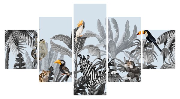 Obraz zvířat v tropickém lese (125x70 cm)