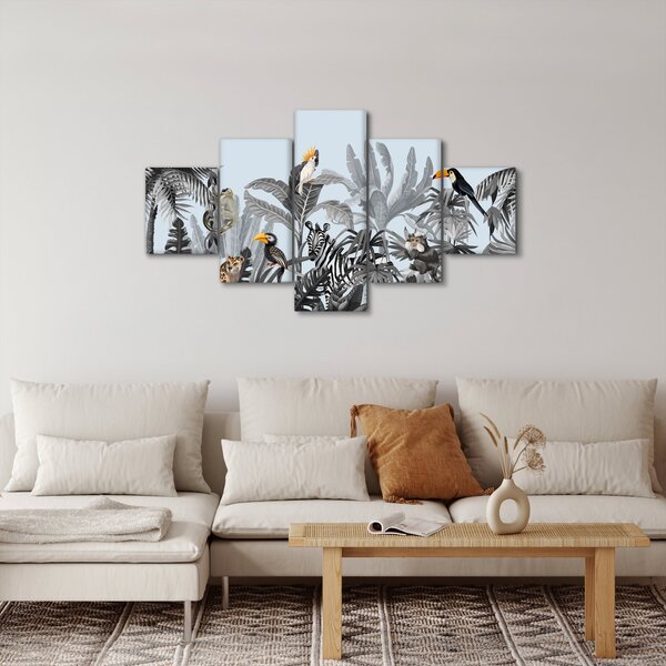 Obraz zvířat v tropickém lese (125x70 cm)