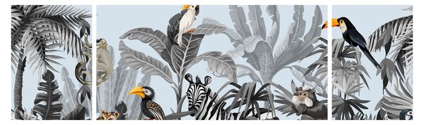 Obraz zvířat v tropickém lese (170x50 cm)