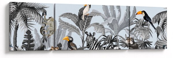 Obraz zvířat v tropickém lese (170x50 cm)
