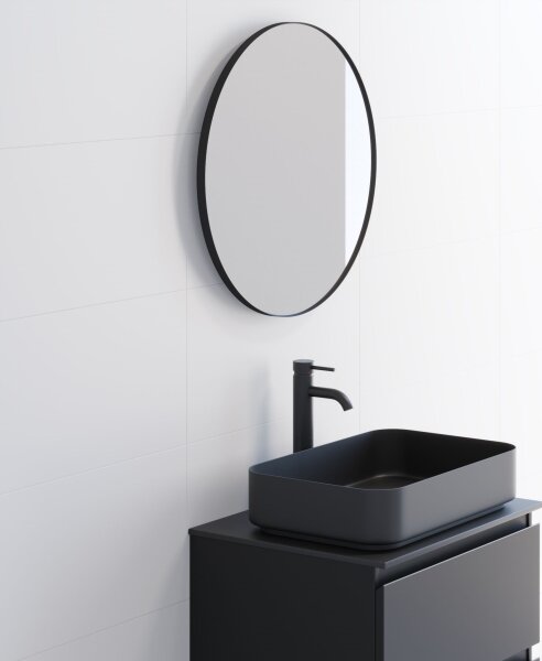 Koupelnové zrcadlo BORGSTED pr. 60 cm černá