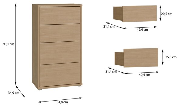 KOMODA, barvy dubu, 55/99/35 cm Carryhome - Online Only noční stolky, Online Only