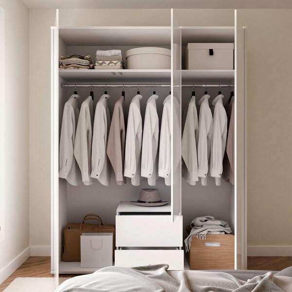 ŠATNÍ SKŘÍŇ S OTOČNÝMI DVEŘMI, bílá, vysoce lesklá bílá, 169/214/60 cm Carryhome - Šatní skříně, Online Only