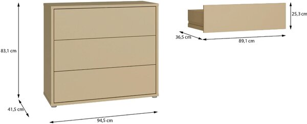 KOMODA, světle žlutá, 95/83/42 cm Carryhome - Online Only noční stolky, Online Only