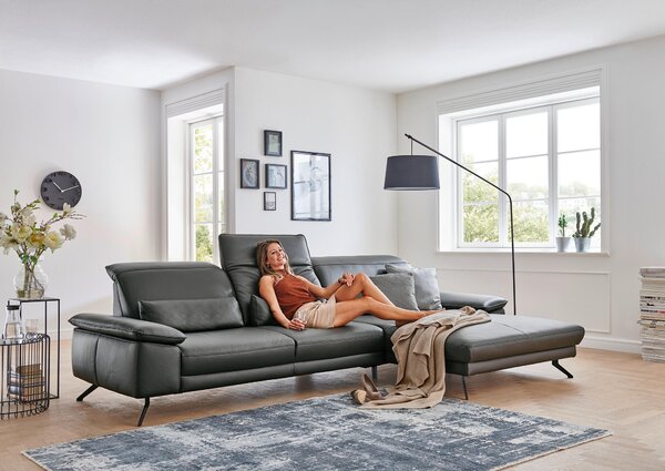 ROHOVÁ SEDAČKA, kůže, antracitová Dieter Knoll - Sedací soupravy