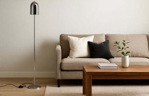 Jotex Stříbrná kovová stojací lampa ARA 130 cm