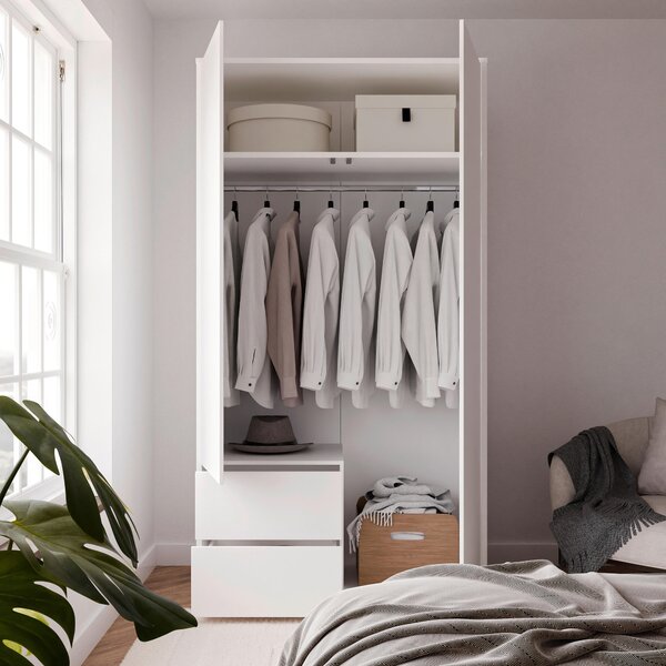 ŠATNÍ SKŘÍŇ S OTOČNÝMI DVEŘMI, bílá, 115/214/60 cm Carryhome - Šatní skříně, Online Only