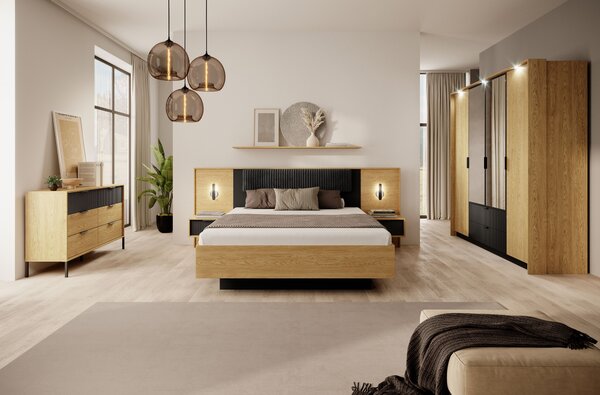 Ložnice Balneo (dub baltic + černá). Akce -20%