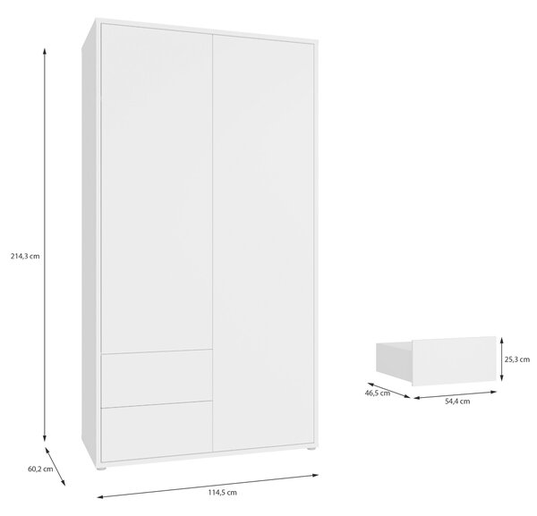 ŠATNÍ SKŘÍŇ S OTOČNÝMI DVEŘMI, bílá, 115/214/60 cm Carryhome - Šatní skříně, Online Only