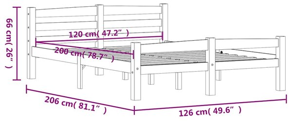 Rám postele masivní borové dřevo 120 x 200 cm 322063