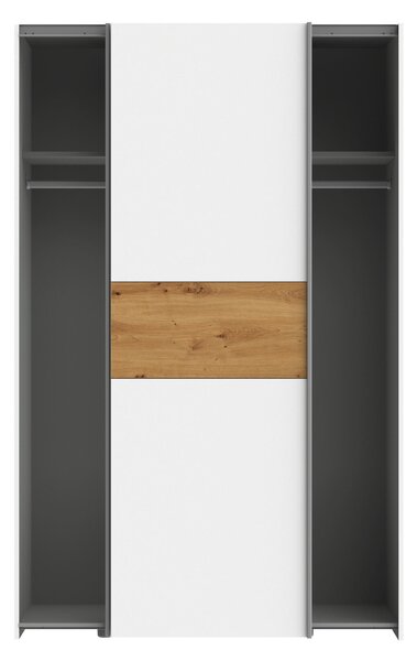 SKŘÍŇ S POSUVNÝMI DVEŘMI, bílá, barvy dubu, 120/190,5/61,2 cm Carryhome - Šatní skříně