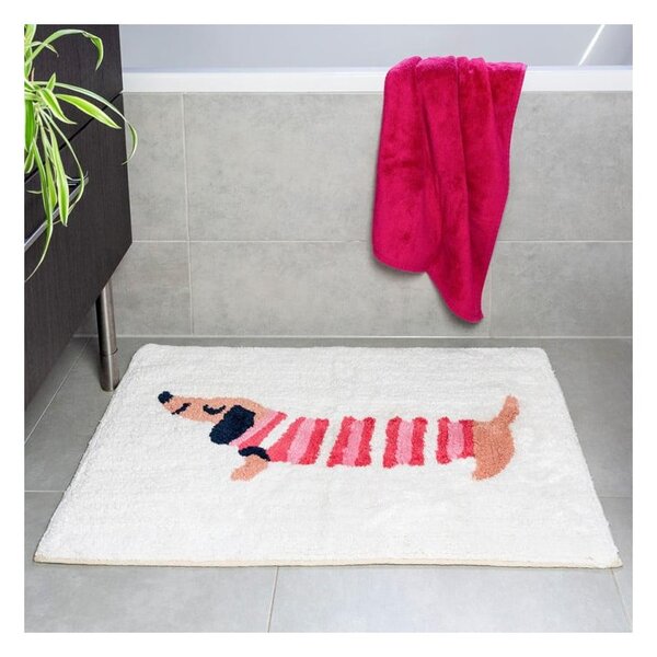 Červeno-bílá koupelnová předložka 83x52,5 cm Sausage Dog – Rex London