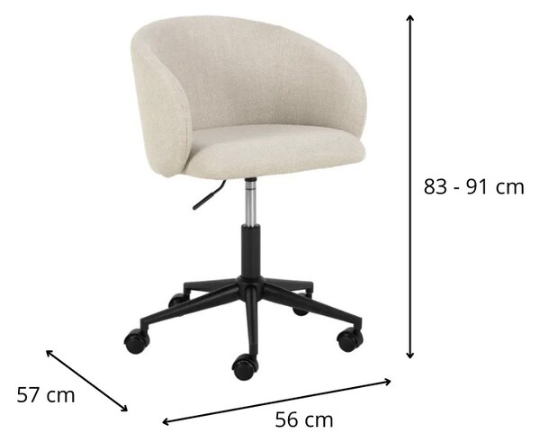 Actona Designová kancelářská židle Eleanor béžová