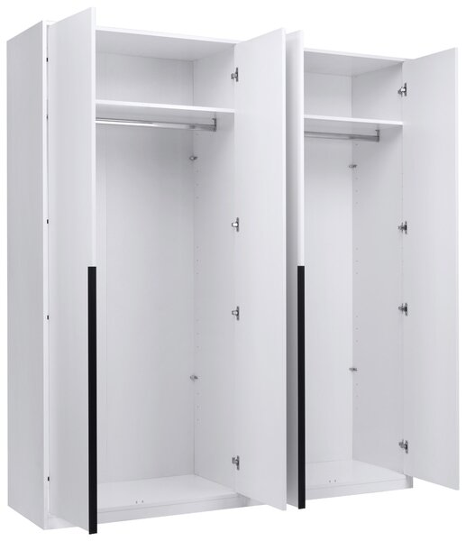 ŠATNÍ SKŘÍŇ S OTOČNÝMI DVEŘMI, bílá, 185/211/53 cm P & B - Šatní skříně, Online Only