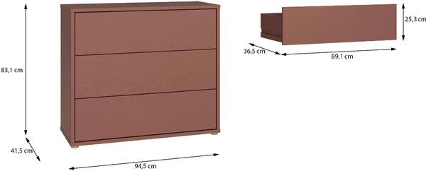 KOMODA, terracotta, 95/83/42 cm Carryhome - Online Only noční stolky, Online Only
