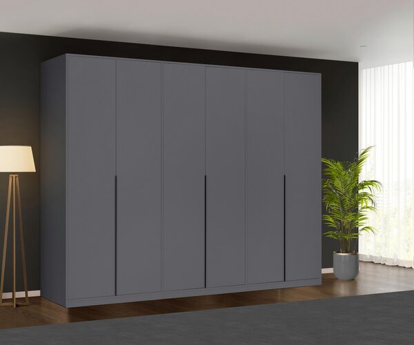 ŠATNÍ SKŘÍŇ S OTOČNÝMI DVEŘMI, barvy grafitu, 276/211/53 cm P & B - Šatní skříně, Online Only