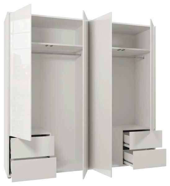 ŠATNÍ SKŘÍŇ S OTOČNÝMI DVEŘMI, bílá, vysoce lesklá bílá, 224/214/60 cm Carryhome - Šatní skříně, Online Only
