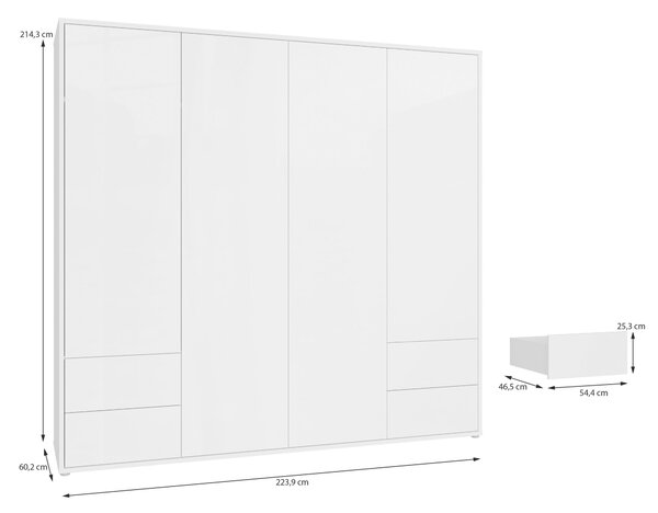 ŠATNÍ SKŘÍŇ S OTOČNÝMI DVEŘMI, bílá, vysoce lesklá bílá, 224/214/60 cm Carryhome - Šatní skříně, Online Only