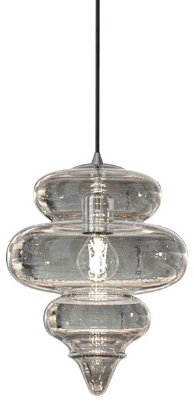 Sikrea Závěsné svítidlo ISIDORA Ø26 cm, 1xE27 Barva skla: Bílá, Barva montury: Matná černá, Typ montury: Zápustná