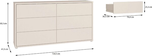 KOMODA, pískové barvy, 155/83/42 cm Carryhome - Online Only noční stolky, Online Only