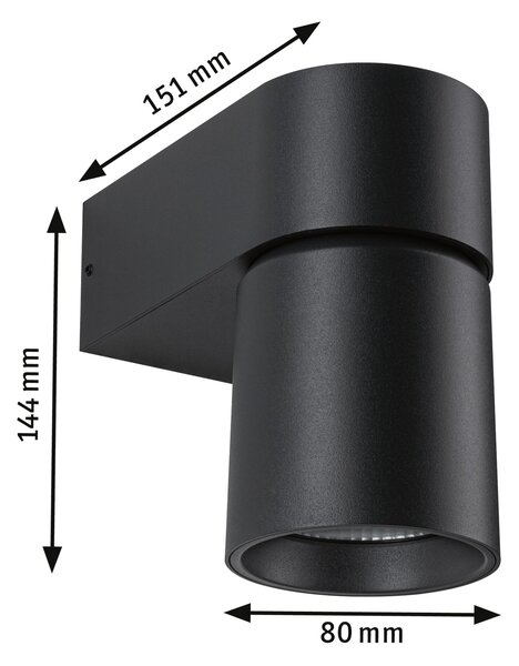 Paulmann 94821 Kimu, antracitové venkovní nástěnné svítidlo, nastavitelné 1x7,8W LED 2200K, výška 14,4cm, IP44