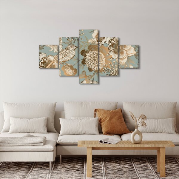 Obraz zlatých květů (125x70 cm)