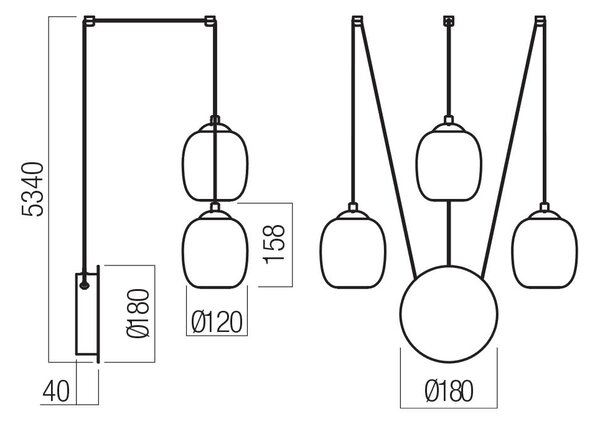 Redo Nástěnné / závěsné LED svítidlo KHADI, 3 stínidla, 16,5W