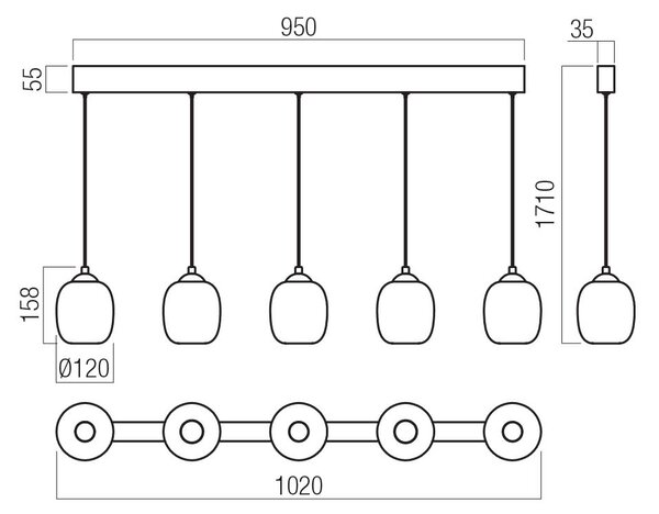 Redo Závěsné LED svítidlo KHADI, d. 950 mm, 26W