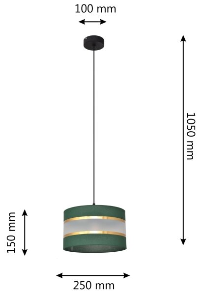 Lustr na lanku HELEN 1xE27/15W/230V pr. 25 cm zelená/zlatá