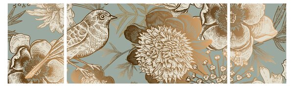 Obraz zlatých květů (170x50 cm)