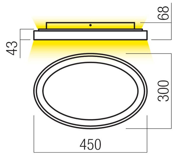 Redo 01-3804 Nobu, oválné zlaté stropní svítidlo LED 40W 3000/4000K, 45x30cm, tříkrokové stmívání