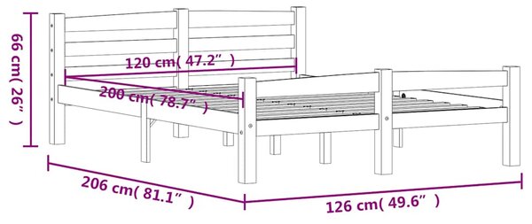 Rám postele bez matrace Bílý masiv borovice 120x200 cm 322070