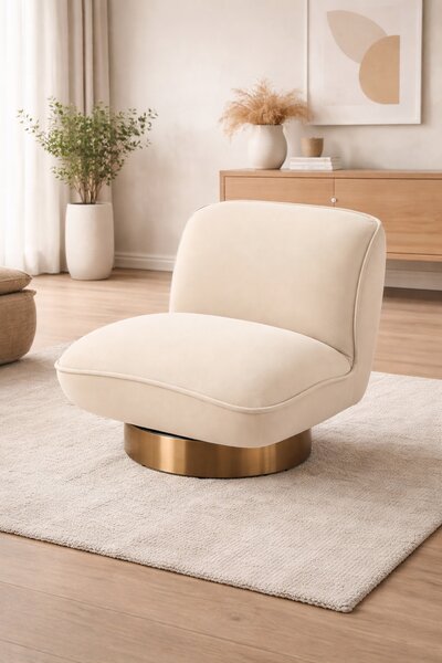 LivinHill Designové křeslo Nua velur béžové/zlaté