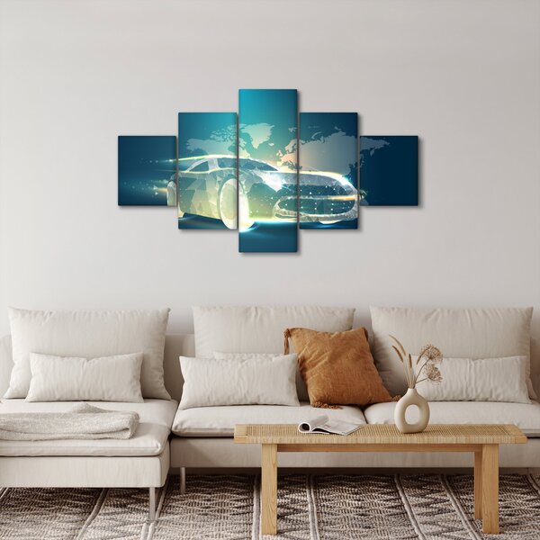 Obraz auta z geometrických tvarů (125x70 cm)