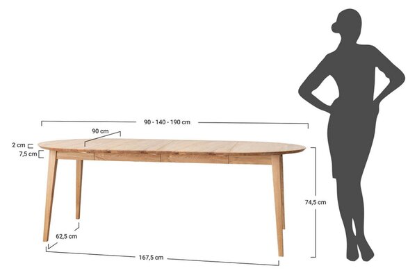 Massive home | Stůl rozkládací dubový kulatý Orbetello 90 cm do 190 cm