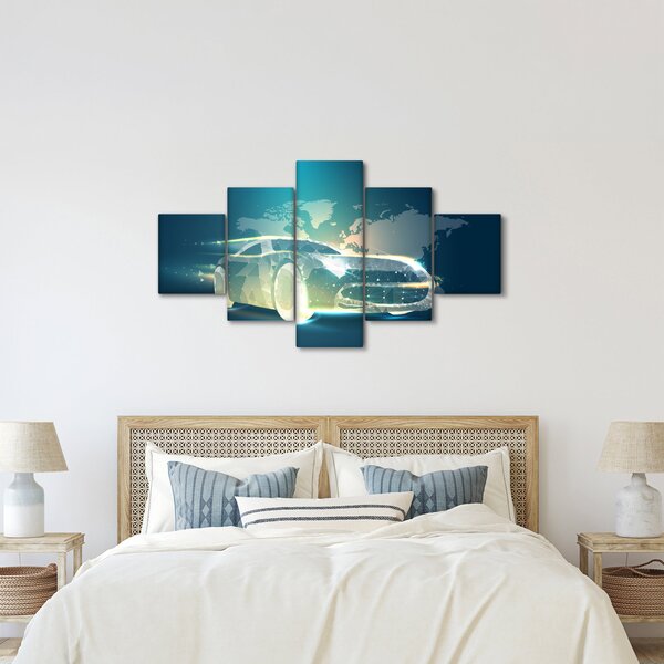 Obraz auta z geometrických tvarů (125x70 cm)