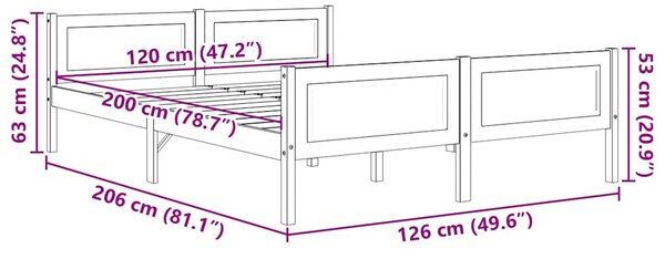 Rám postele masivní borové dřevo 120 x 200 cm 322098